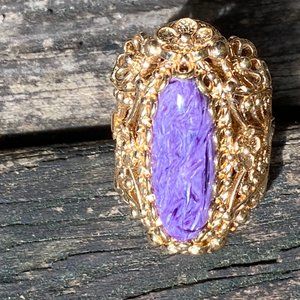 Exquisite Charoite ring size 6 from Russia.